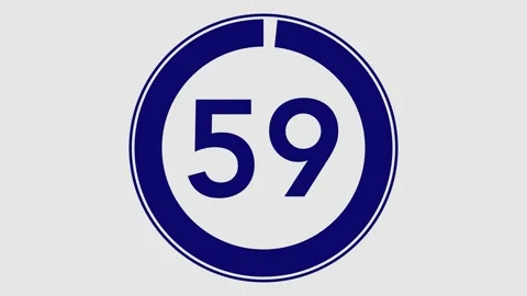 60 seconds simple countdown timer (dark blue on transparent background) Stock Footage 166980249