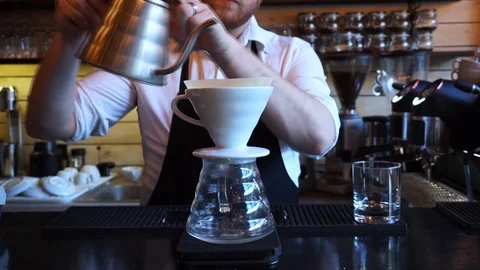 60 seconds timelapse V60 alternative coffee brew style making Video stock 85617712