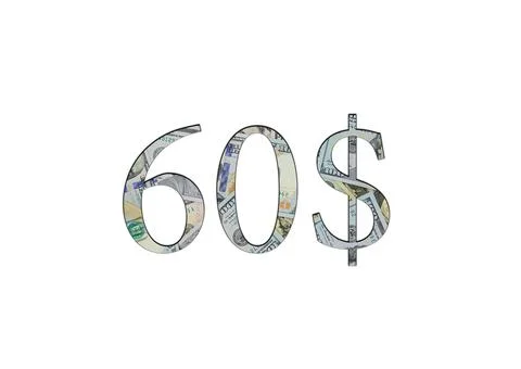 $ 60. Us dollar banknotes. The texture of the money. Isolated on white backgr Stock Photos