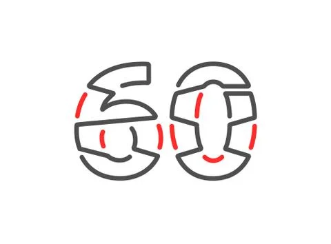 60 vector number. Modern trendy, creative style line design. For logo, brand  Stock Illustration