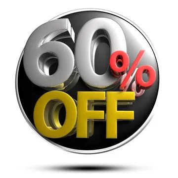 60% OFF on white background illustration 3D rendering with clipping path. Stock Illustration