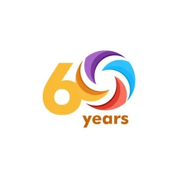 60 Year Anniversary Rainbow Vector Template Design Illustration 스톡 일러스트