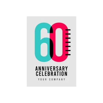 60 Year Anniversary Vector Template Design Illustration Stock Illustration