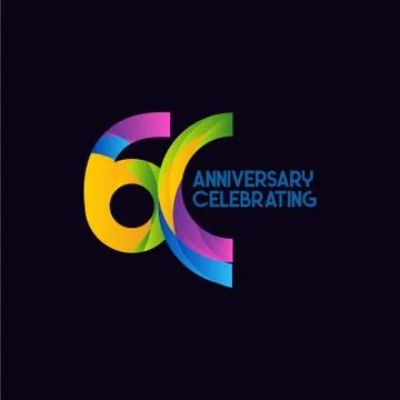 60 Years Anniversary Celebrating Vector Template Design Illustration Stock Illustration