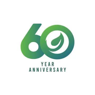 60 Years Anniversary Leaf Vector Template Design Illustration Stock Illustration