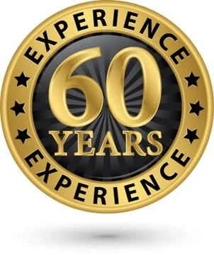 60 years experience gold label, vector illustration Stock Illustration