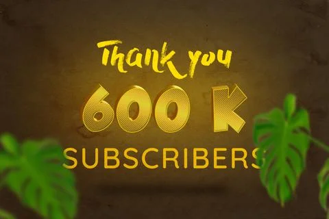 600 K  subscribers celebration greeting banner with Gold Design Stock Illustration