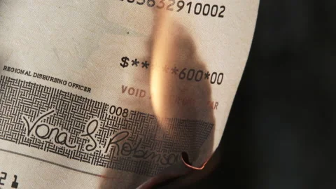 600 Stimulus Check Goes Up In Flames Video stock 148299678