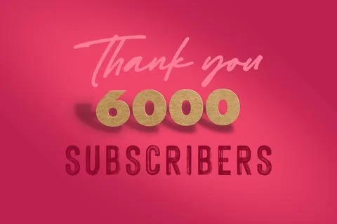 6000 subscribers celebration greeting banner with  Hard card Cutted Design Stock Illustration