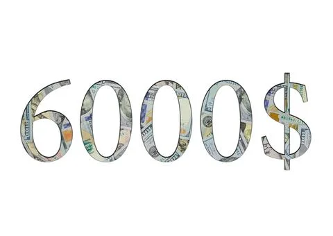 $ 6000. Us dollar banknotes. The texture of the money. Isolated on white back Stock Photos