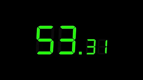 60.00s Countdown Timer – Large Seconds, Small Milliseconds, Green on Black 库存影片 313852255