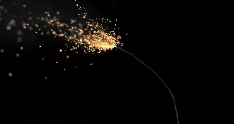 600fps Super Slow-Motion burning long Fuse with glowing particles Video stock 253484690