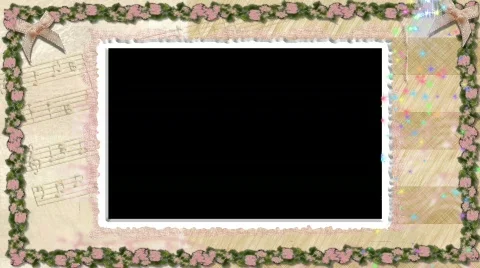 6013L Wedding Keyable Picture Frame Music Sparkles  Stock Footage 648452