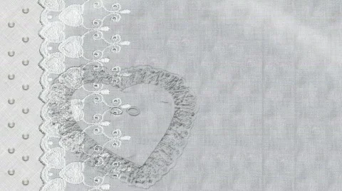 6016 Wedding Background heart ring pillow pearls lace  Stock Footage 649797