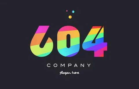 604 colored rainbow creative number digit numeral logo icon Stock Illustration