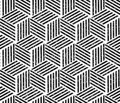 607 Seamless pattern with black and white bands cube Stock Illustration
