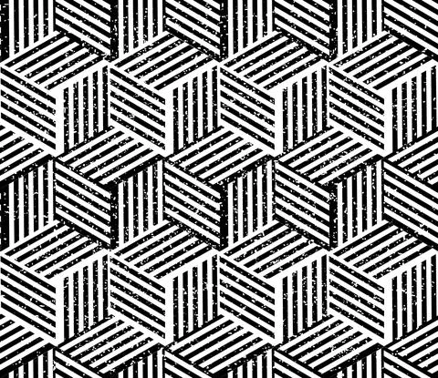 608 Seamless pattern with black and white lines cube 스톡 일러스트