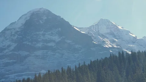 60fps Beautiful View Of Eiger Jungfrau Mountains Going Up Cable Car Stock Footage 98930984