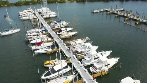 60fps Cinematic Camera Movement over Boat Marina Stock Footage 153057639