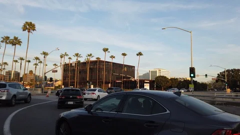 60fps driving shot during sunset hour in Santa Ana, California Stock Footage 107940817