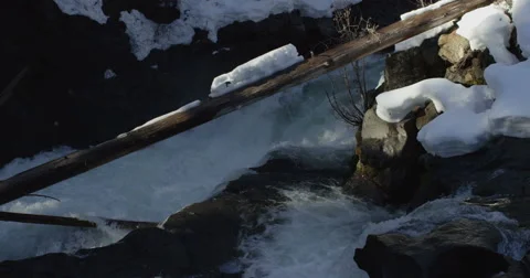 60fps  slow motion rapid river melting snow close up Red Dragon Camera 스톡 동영상 60070161