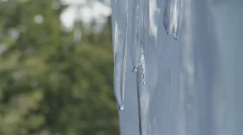 60FPS slow motion water droplets melting icicle ice sickles Red Dragon Camera 스톡 동영상 60056618