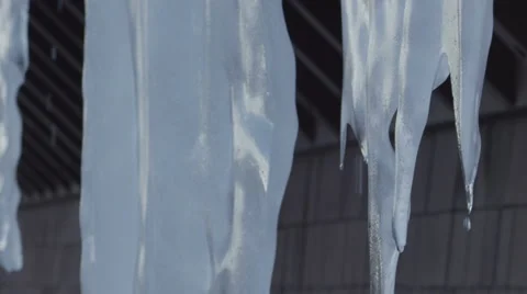 60FPS slow motion water droplets melting icicle ice sickles Red Dragon Camera 스톡 동영상 60056760