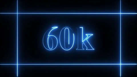 60k celebration neon text animation 4k video. Followers, like, subscribe, 6.. Vidéo 337659051
