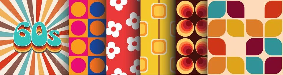 60s patterns collection Stock Illustration