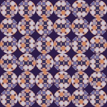 60s retro seamless pattern polka dot. Mosaic textured circle background Stock Illustration
