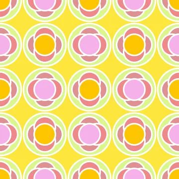 60s Style Floral Repeat Pattern On Pink, Purple And Mustard Yellow Illustrazione stock