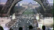 60S Tourists Eiffel Tower Paris Ave Champ De Mars France Vintage Film Home Movie Stock Footage