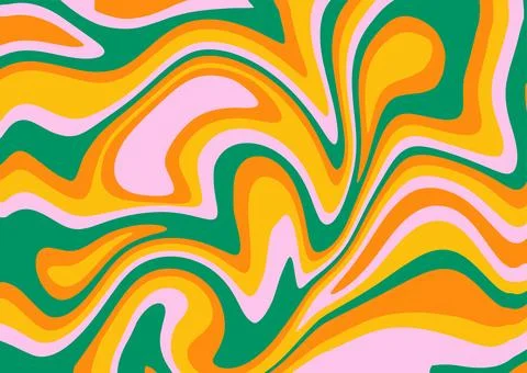 60s wave pattern in groovy distorted trendy style. Natural fluid Geometric swirl Illustrazione stock