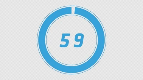 60sec alpha channel blue Countdown timer with transparent background Video stock 249022038