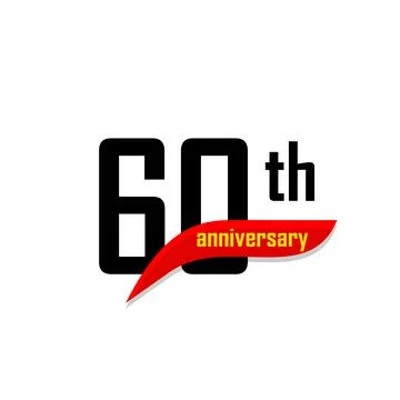 60th Anniversary abstract vector logo. Sixty Happy birthday day icon. Black Stock Illustration