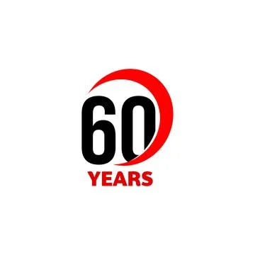 60th Anniversary abstract vector logo. Sixty Happy birthday day icon. Black Stock Illustration