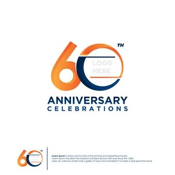 60th Anniversary logotype design flat style design template Illustrazione stock