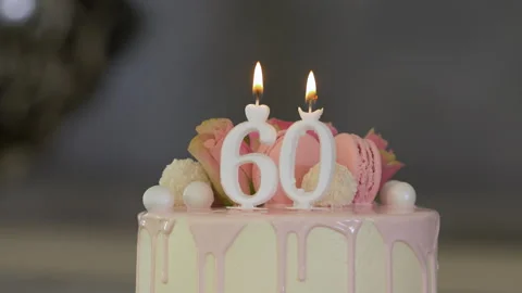 60th Birthday Cake with decoration Stock Footage 249986991
