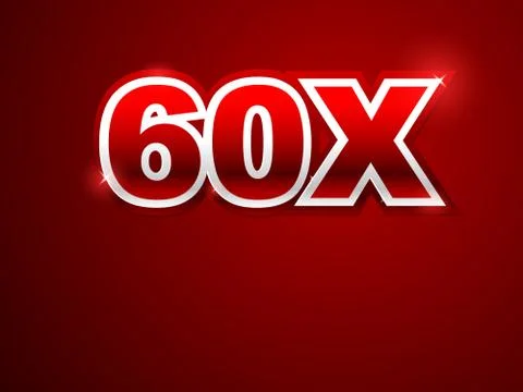 60x sign in red background Stock Illustration