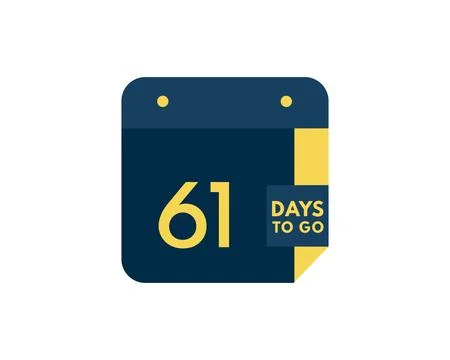 61 days to go calendar icon on white background, 61 days countdown, Countdo.. Stock Illustration