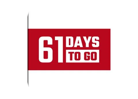 61 days to go red vector banner illustration isolated on white background Stock Illustration