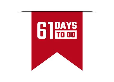 61 days to go red vector banner illustration isolated on white background Stock Illustration