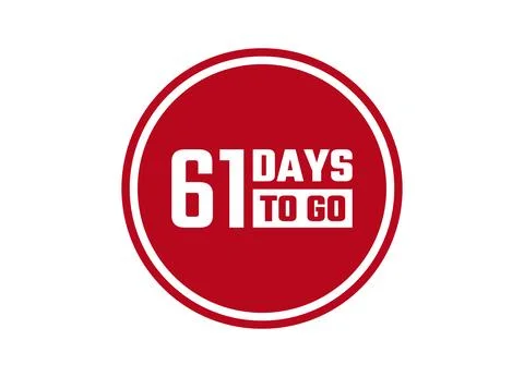 61 days to go red vector banner illustration isolated on white background Stock Illustration