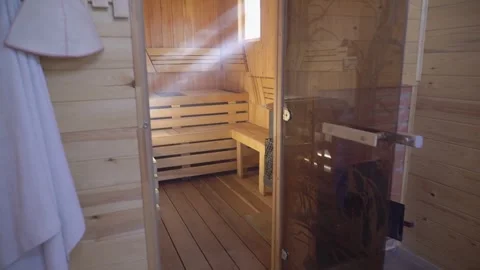 61 Nastya in the bathhouse Stock Footage 289104700