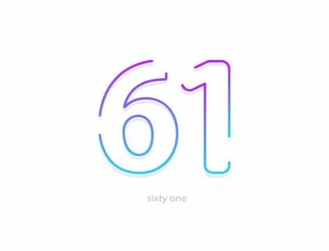 61 number, outline stroke gradient font. Trendy, dynamic creative style desig Stock Illustration