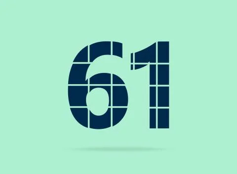 61 number, vector desing font.  Made of knife cut. For logo, brand label, des Stock Illustration