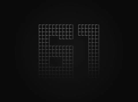 61 vector number made of metal chain link fence. For logo, brand label, desig Stock Illustration