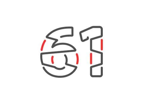 61 vector number. Modern trendy, creative style line design. For logo, brand  Stock Illustration