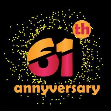 61 Year Anniversary Vector Template Design Illustration - Vector Stock Illustration