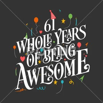 61 years Birthday And 61 years Wedding Anniversary Typography Design ...